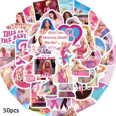 Buy 50Pcs Barbie Movie DIY Graffiti Stickers Pink Themed Waterproof PVC Laptop Decal • 2.99£