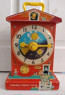 Buy Vintage 1962-1968 Fisher Price Music Box Teaching Clock 998 Wind Up Schoolhouse • 17£
