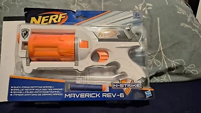 Buy Rare Nerf N- Strike Maverick Rev-6 Blaster Whitw, With 6 X Elite Darts • 9.99£