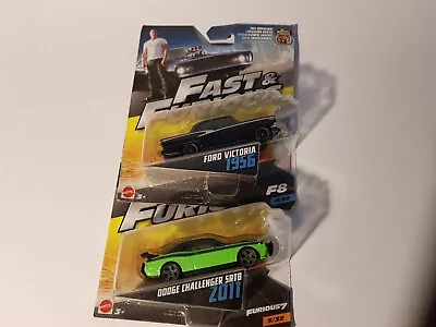 Buy 2 Mattel Fast And Furious Diecast Cars  2011 Challenger SRT8/Ford Victoria 1956 • 9.99£