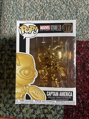 Buy Chrome Gold Captain America Funko Pop Vinyl Figure #377 Marvel Avengers • 8£