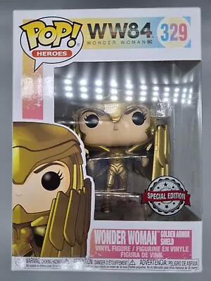 Buy Funko POP #329 Wonder Woman (Golden Armor Shield) DC WW84 - With POP Protector • 17.99£