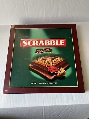 Buy Scrabble Deluxe Edition By Mattel Vintage 2000 Wooden Tiles & Turntable • 19.97£