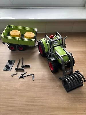 Buy Playmobil Green Tractor & Trailor Hay Bales + Toy Farmer Figure & Tools • 24.99£