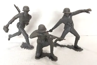 Buy Vtg Louis Marx 1963 Army Toy Soldier Figures Gray Plastic German WW2 Lot Of 3 • 18.87£