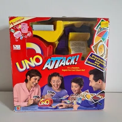 Buy Vintage Mattel 1998 UNO Attack Game WORKS Electronic Card Launcher & Sound Alert • 32£