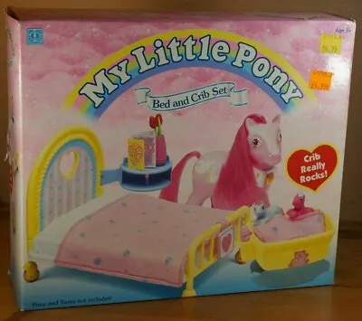 Buy Vintage MLP My Little Pony G1 UK Exclusive Bed And Crib Playset Surprise Twins ! • 495.95£