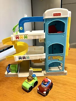 Buy Mattel 2018 Fisher Price Garage / Parking Lot / Car Park With X2 Cars Great Cond • 32.99£