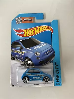 Buy Fiat 500 Blue Police Long Card Hot Wheels HW City • 5.99£