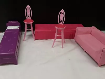 Buy Barbie Mattel Sofa Bed Accessories Set Chairs Doll House Bed • 12.36£