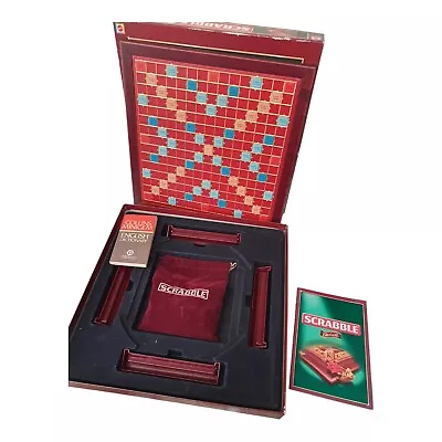 Buy Scrabble Deluxe Edition Complete Turntable Board Wooden Tiles Velvet Bag 2000 • 75£