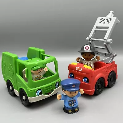 Buy Fisher Price Little People Fire Engine And Recycling Lorry With Figures Bundle • 12.99£