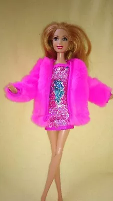 Buy Barbie Dolls Clothing 2pcs Fashion Party Outfit Sequins Dress Fur Coat 36 • 6£