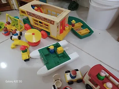 Buy Fisher Price School, Camper Van, House And Mini-bus With Car Scooter 25 Figures • 40£