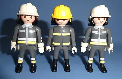 Buy Playmobil Fire Fighter  Fire Men Woman ( X3) Uniform Helmet - Rescue Figures • 1.99£