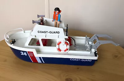 Buy Playmobil Coast-Guard Boat 1979 Vintage 3599 With Life Boat & Figure INCOMPLETE • 18.95£