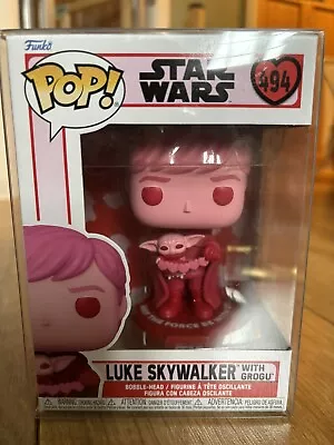 Buy Funko POP - Valentine Star Wars - Luke Skywalker  With Grogu 494  Pink - UK BNIB • 2£