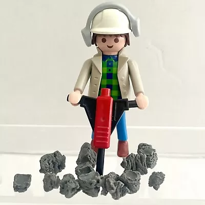 Buy Playmobil Builder Construction Crew Road Worker Figure With Drill & Rubble • 4£