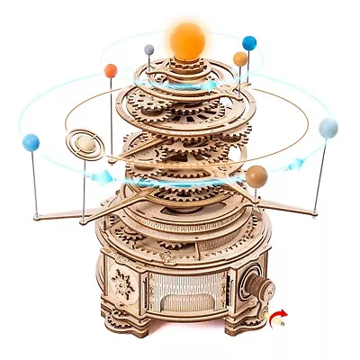 Buy 🇬🇧genuine Robotime Orrery Solar System Planetary Orbits Clockwork Wooden Gears • 84.49£