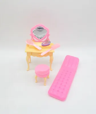 Buy Mattel Barbie Makeup Table With Stool Brush Air Mattress • 20.55£