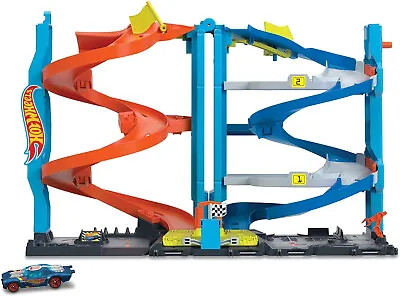 Buy Hot Wheels City Track Set With 1 Hot Wheels Car, 2-in-1 Race Tower That • 45.99£