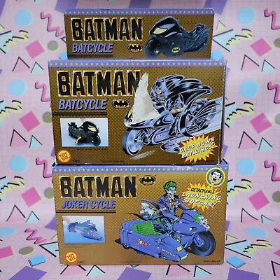 Buy ToyBiz Batman Bat Cycle And Joker Cycle With Launching Sidecar Mint Boxed Models • 100£