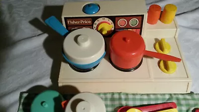 Buy 1978 Fisher Price -Cooker Hob Oven  Picnic Set- Vintage Plastic Toy GREAT COND. • 12.50£