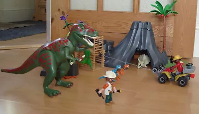 Buy Playmobil 100% Complete Set 70327 T-Rex Dinosaur With Volcano Eruption & Quad • 49.95£