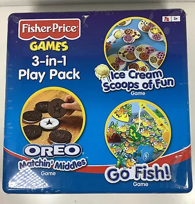 Buy Vintage Brand New Fisher Price Games 3 In 1 Play Pack In Metal Tin 2003 • 47.58£