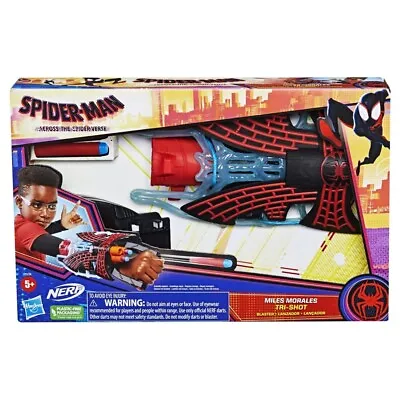 Buy New Marvel Spider-Man Miles Morales Tri-Shot Nerf Blaster - Across The Spider-Ve • 28.99£