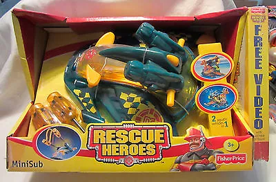 Buy Rescue Heros Mini Sub 2-in-1 Aquatic Vehicle And Free Video Fisher Price NEW • 43£