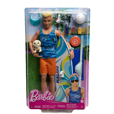 Buy Barbie Movie Ken Doll Surfboard & Puppy Blonde Ken Beach • 25.99£