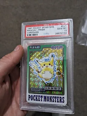 Buy Pokemon 1997 Japanese Bandai Carddass Vending Pikachu Prism #025 PSA 10 Prism  • 1,192.65£