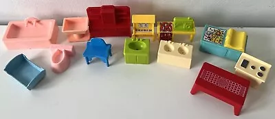 Buy Vintage Fisher Price Little People Dolls House Furniture Accessories Bundle X15 • 19.99£