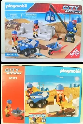 Buy Playmobil City Action 70513  Construction Site Super Set Builders New  • 15.99£