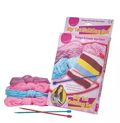 Buy Childs Kids Girls My First 1st Plastic Knitting Childrens Craft Set Kit • 5.97£