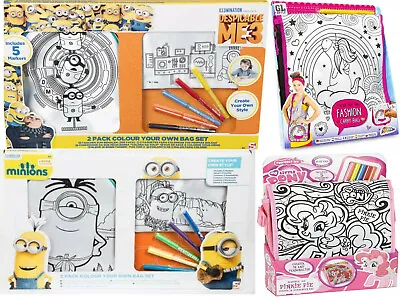 Buy Disney Colour Your Own Bag Backpack Kids Pencil Cases Minions Unicorn MLP  • 10.99£