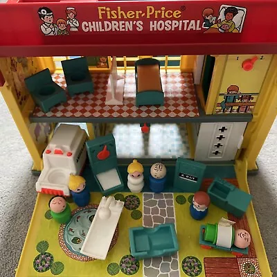 Buy Vintage 70's Fisher Price Children's Hospital + Figures & Accessories • 30£