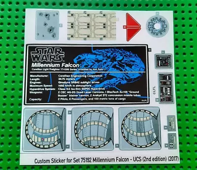 Buy Replacement Stickers/Stickers Fits Set 75192 Millennium Falcon-UCS 2nd Edition • 3.08£
