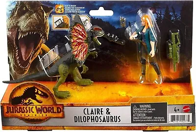 Buy Official Mattel Jurassic World Claire & Dilophosaurus Dinosaur Action Figure • 19.99£
