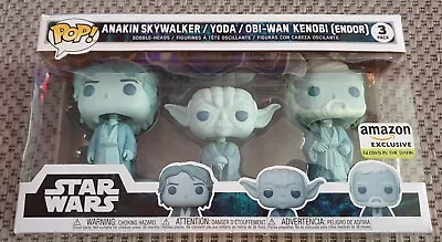 Buy Star Wars 3 Pack Funko Pop Figures Anakin Skywalker Yoda & Obi-Wan Kenobi Ghosts • 33.99£