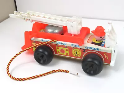 Buy Fisher-Price Fire Engine Pull Along Bell Noise Nodding Driver Vintage 1968 Toy • 9.99£