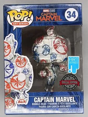 Buy #34 Captain Marvel - Art Series NEW Funko POP With POP Protector • 19.99£