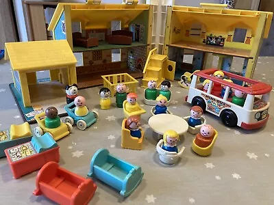 Buy Vintage Fisher Price Little People Bundle - Dolls House And Mini Bus • 45£