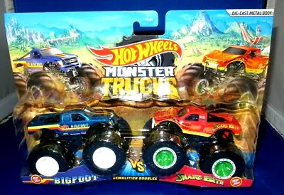 Buy Monster Trucks Hot Wheels Big Foot Vs Snake Bite Demolition Doubles, New • 20.23£