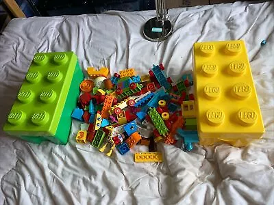 Buy 2xLarge 8 Stud Yellow Green Lego Stacking Brick Storage Container 50cmx25cmx15cm • 34.99£