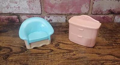 Buy Fisher Price Dolls Furniture - Pink Drawers & Blue Cosy Chair - • 10.20£