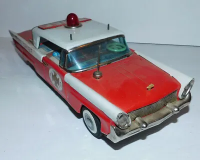 Buy Neat Vintage Bandai Japan Battery Operated Tin Litho Fire Chief Ford Car • 212.91£