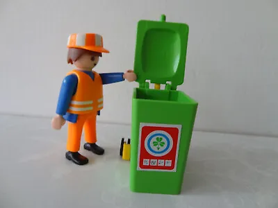 Buy PLAYMOBIL  Bin Man With Recycling Bin For Garbage Truck • 3.99£