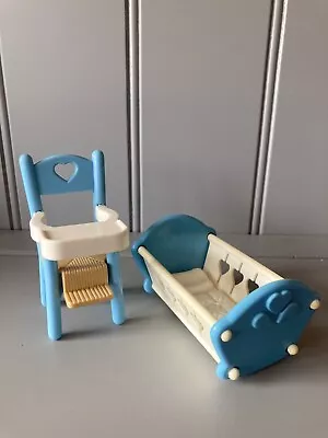 Buy My Loving Family, Fisher Price Vintage Furniture, Baby Cot, Highchair Blue  • 15.99£